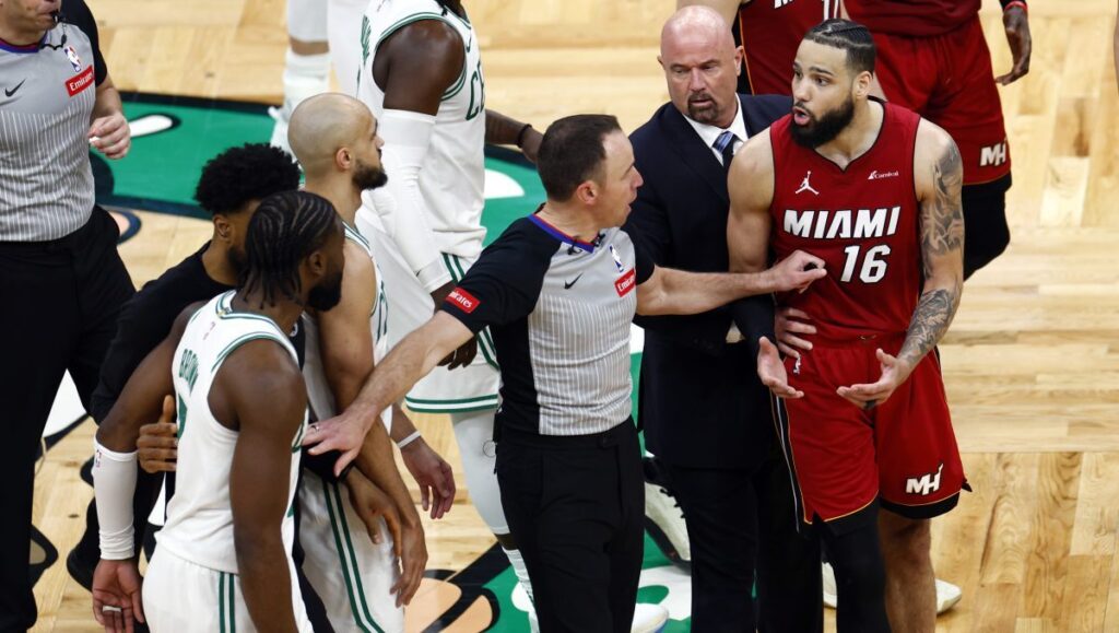 Caleb Martin responds to critics after hard foul on Jayson Tatum