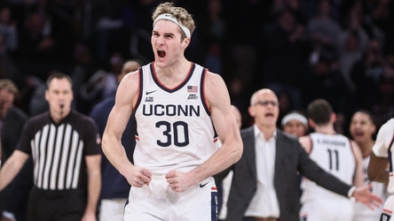 No. 18 UConn hangs on against No. 8 Gonzaga, 77-71, behind Liam McNeeley’s 26 points