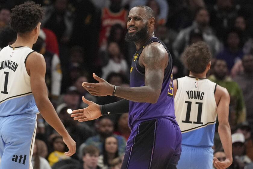 LeBron James misses shot at final buzzer in Lakers’ wild overtime loss to Hawks