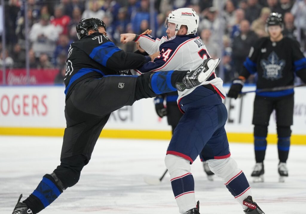 Watch: Maple Leafs’ Ryan Reaves Gets First Fight Of The Year Vs. Blue Jackets’ Mathieu Olivier