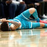 LaMelo Ball leaves game against Lakers after rolling ankle in fluke situation