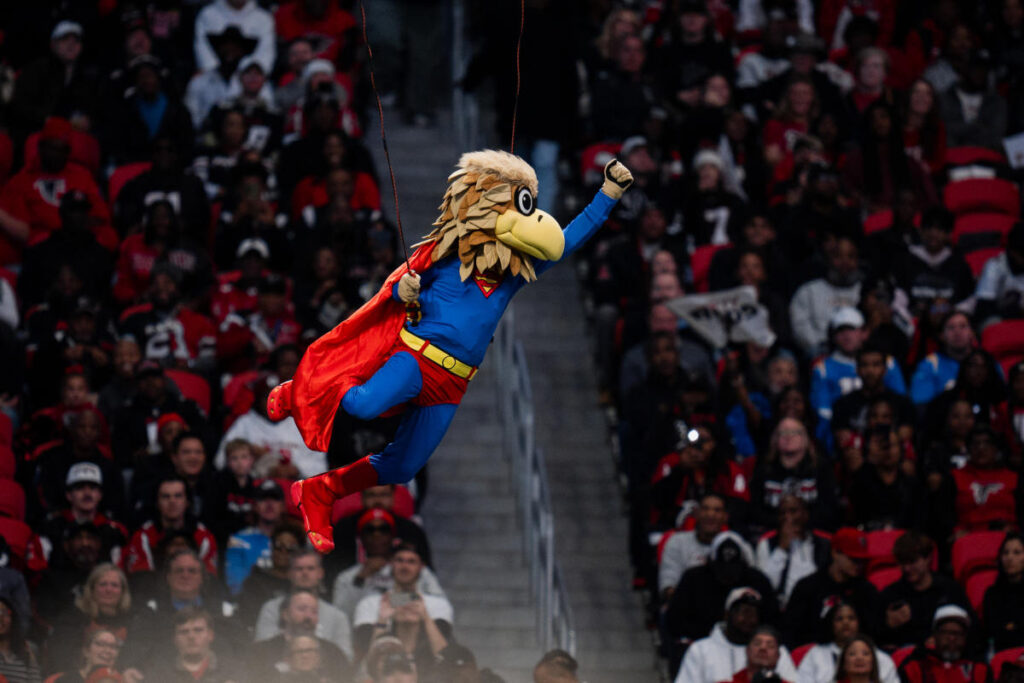 ‘Sending talent over the edge’: How Freddie the Falcon’s wild stunts have made him Atlanta’s MVP this season