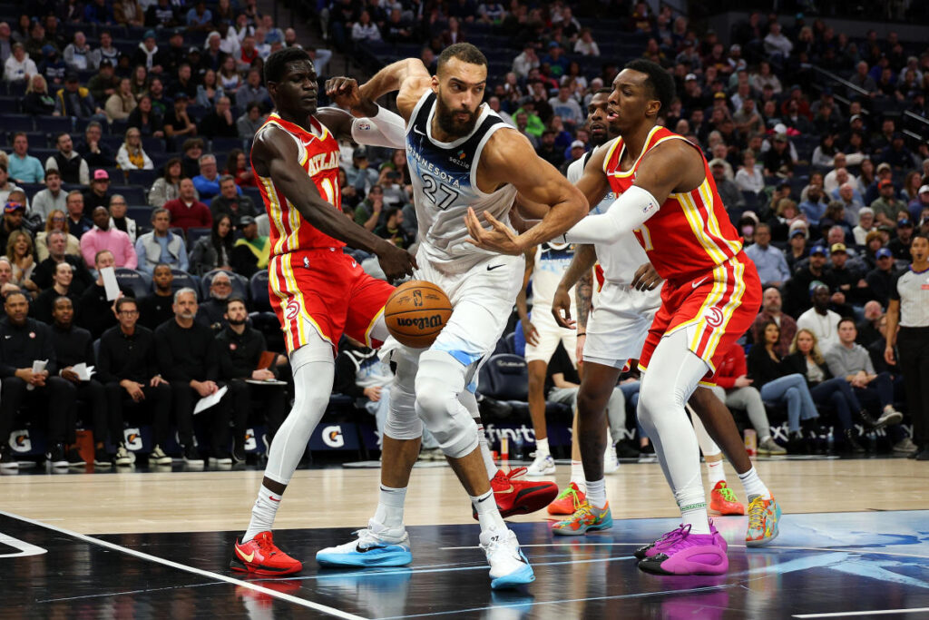 Rudy Gobert, Mouhamed Gueye nearly hit by piece of falling jumbotron at Target Center