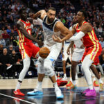 Rudy Gobert, Mouhamed Gueye nearly hit by piece of falling jumbotron at Target Center