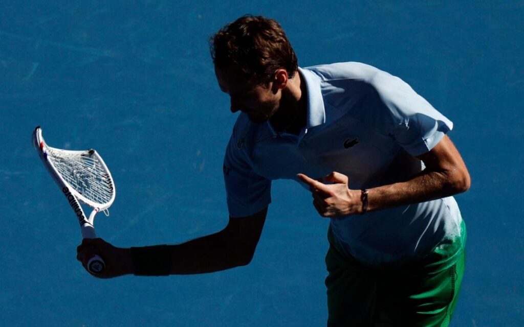 Watch: Daniil Medvedev smashes net camera in Australian Open meltdown