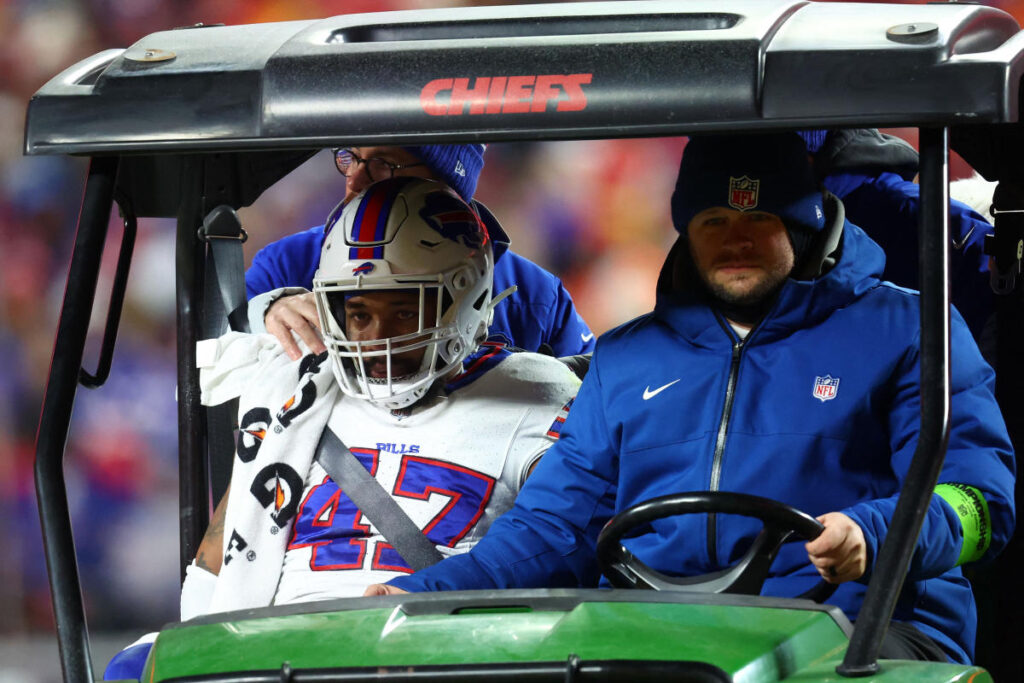 Bills CB Christian Benford leaves AFC championship game vs. Chiefs on cart with 2nd concussion in 2 games