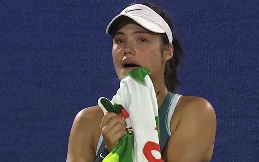 Emma Raducanu breaks down in tears and hides behind umpire’s chair during defeat at Dubai Open