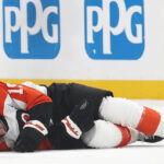 Hathaway exits Flyers’ loss to Penguins after taking hit from Imama