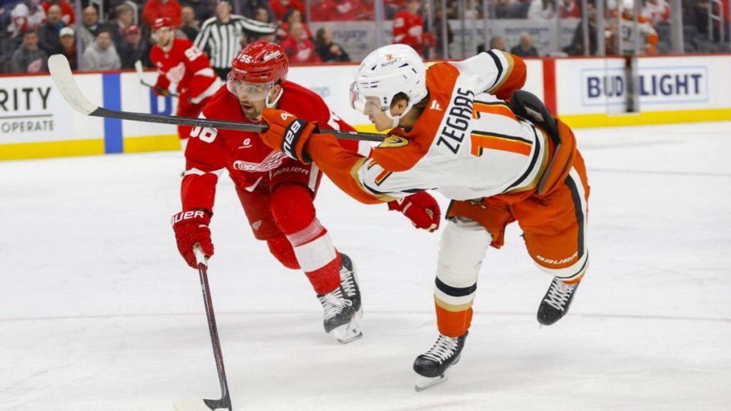 Ducks’ Trevor Zegras suspended 3 games for his hit to the head of the Red Wings’ Michael Rasmussen