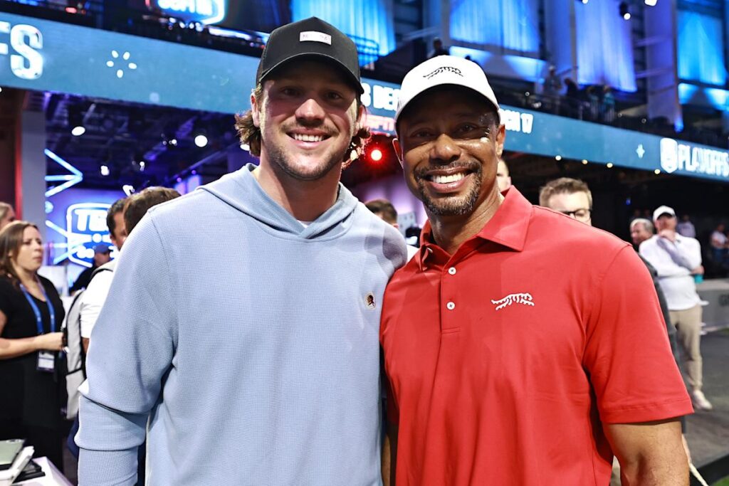 Bills QB Josh Allen celebrates bachelor party at TGL by meeting Tiger Woods and heckling Billy Horschel