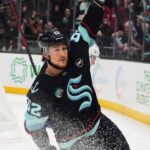 Eeli Tolvanen scores early, and again late, to lead Kraken to a 4-2 win over Utah