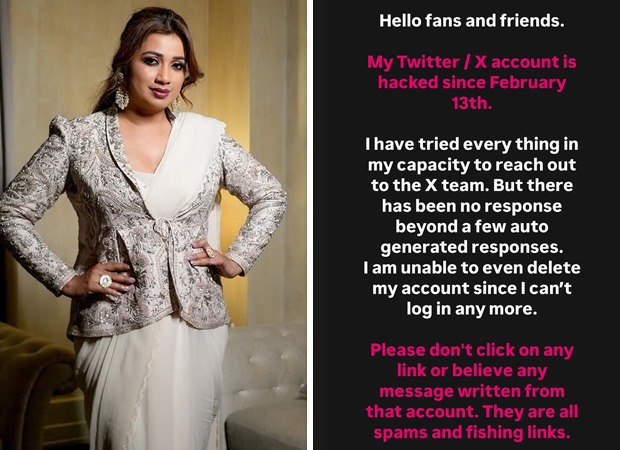 Shreya Ghoshal issues warning after her X account gets hacked: “Please don’t click on any link or believe any message” : Bollywood News