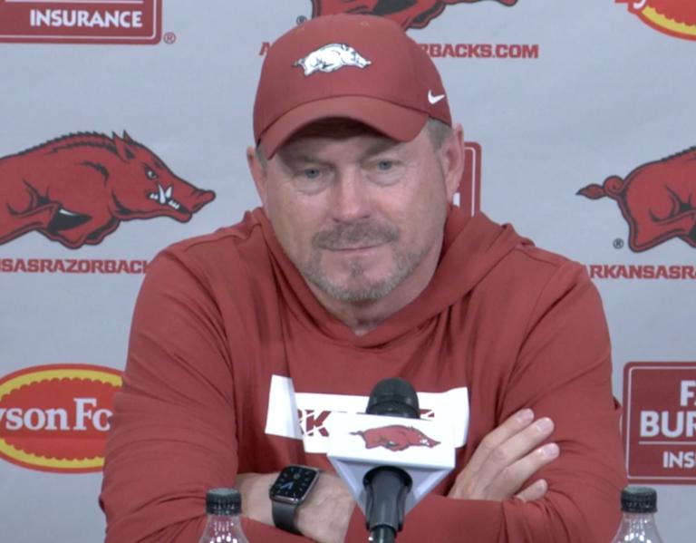Arkansas special teams coordinator Scott Fountain talks spring football