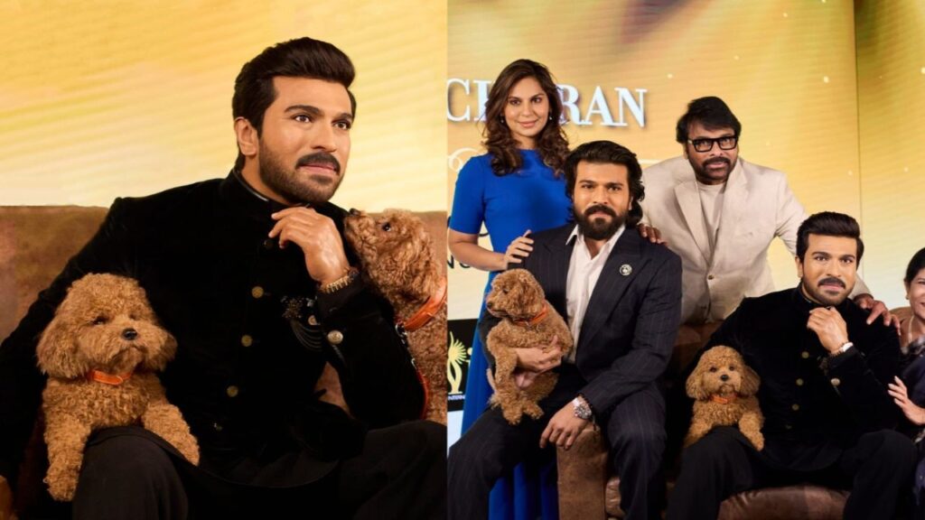 Viral Photo: Ram Charan and pet dog Rhyme get their wax statue at Madame Tussauds; Upasana and Chiranjeevi pose