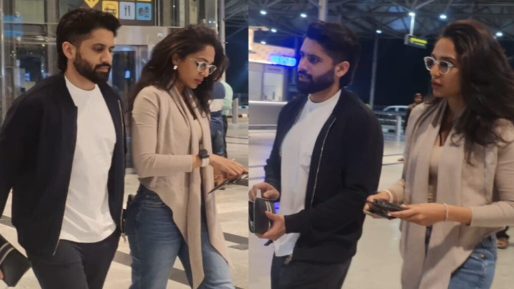 WATCH: Naga Chaitanya and Sobhita Dhulipala clicked sporting laidback look at Hyderabad airport
