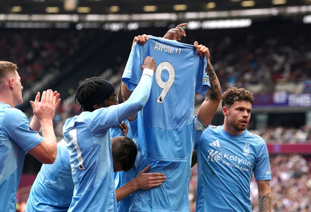 Forest wins to keep alive Champions League hopes on landmark day for Everton and Vardy