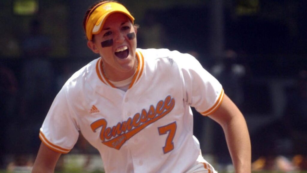Monica Abbott hits home run against Nebraska in 2005