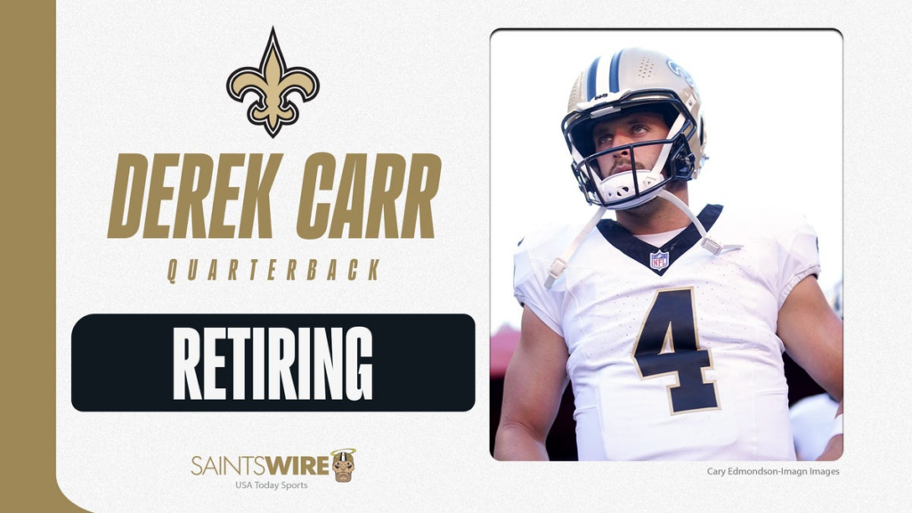 Former Saints QB Derek Carr issues statement on retiring from the NFL