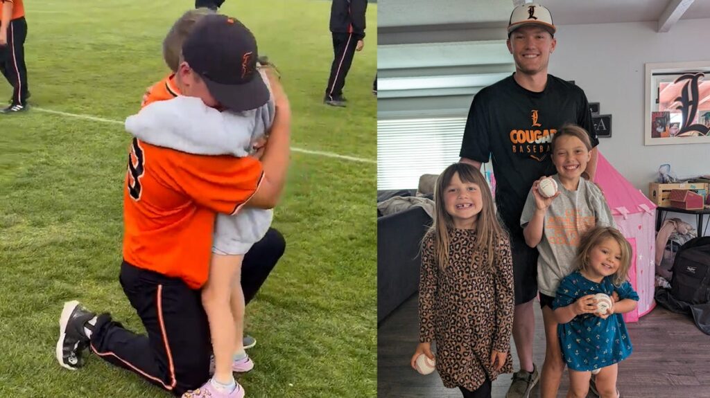 College baseball player forms sweet bond with coach’s daughters