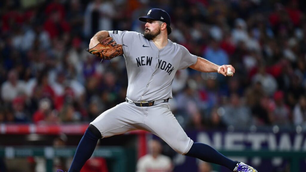 Carlos Rodon dominates, Yankees survive nervous ninth inning at Anaheim