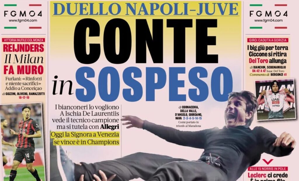 Today’s Papers – Conte on hold, Juventus fear