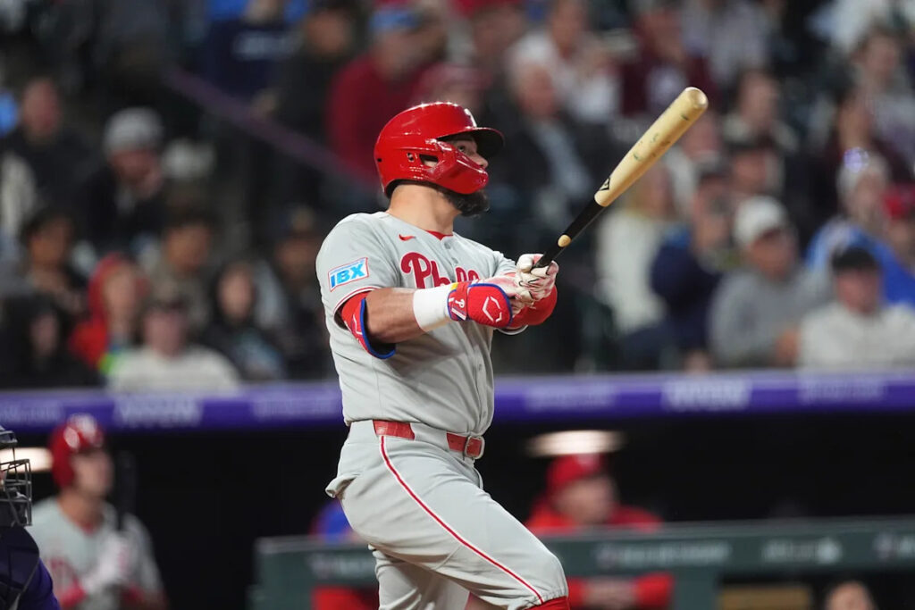 Kyle Schwarber, Bryce Harper help Phillies beat Rockies 7-4 for 5th straight victory