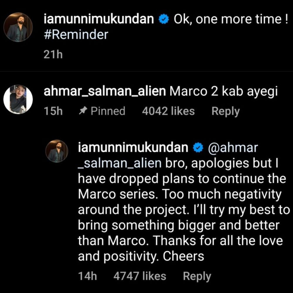 Unni Mukundan breaks silence on Marco 2: ‘Apologies, I have dropped plans to continue Marco series’