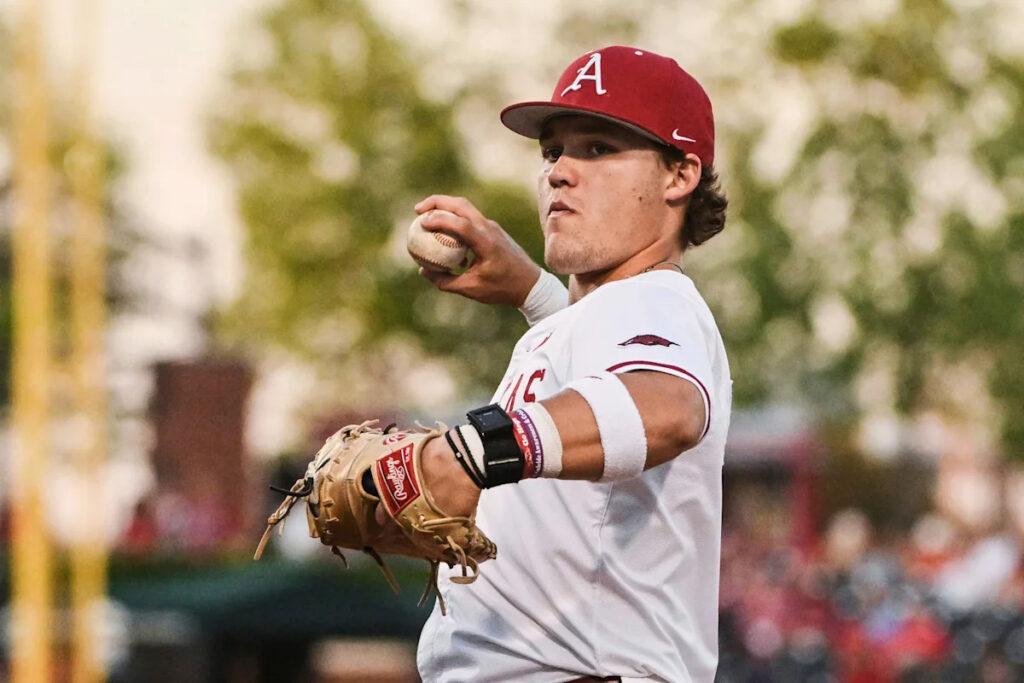 Arkansas’ Cam Kozeal comes back to his hometown to make some more College World Series memories