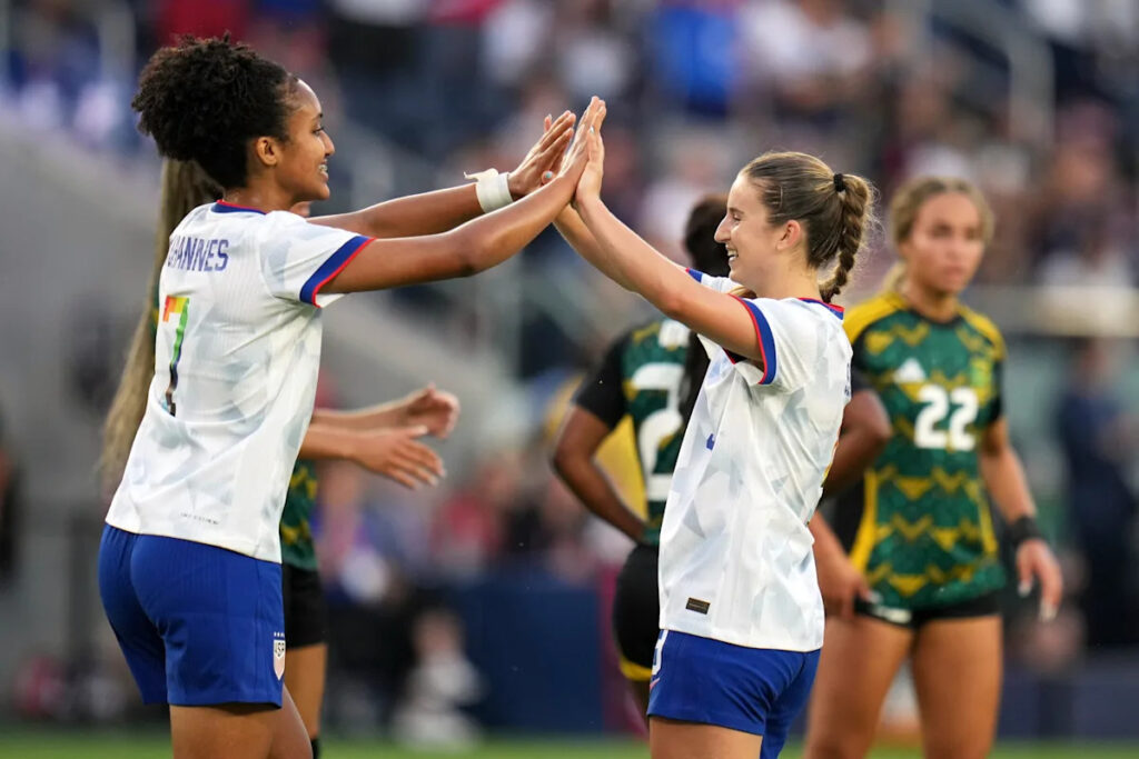 Sentnor and Biyendolo score 2 each and US women beat Jamaica 4-0