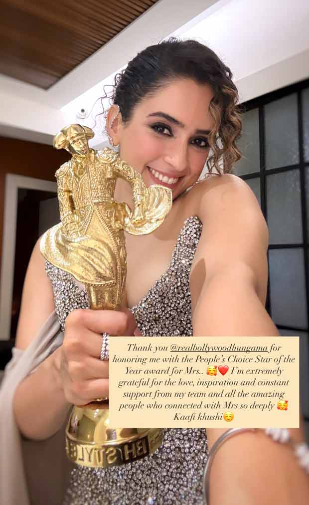“Extremely grateful for the love”, Sanya Malhotra on winning People’s Choice Star of the Year for ‘Mrs.’ at Bollywood Hungama Style Icons 2025 : Bollywood News